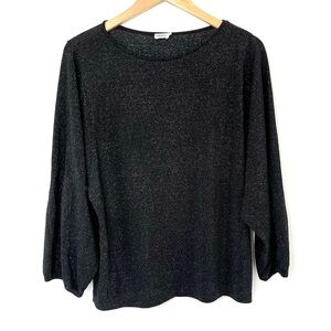 FILIPPA K | Sparkle Boatneck Black Stretchy Dress Blouse